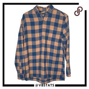 Chubbies‎ Men's Check Tents Relaxation Button Down Shirt Blue Orange Size Medium